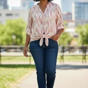 Coral Bay Striped Pink and White Front Ri